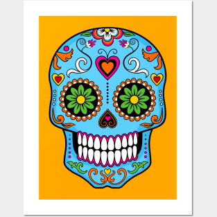 Turquoise Sugar Skull Posters and Art